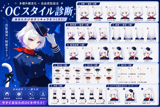AI創作プラットフォーム「PixAI」、オリキャラのデザインを手軽に探せる新ツール「OCスタイル診断」を公開