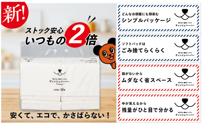 綿半から「箱がない透明パックのティッシュペーパー」10個入りが新登場!