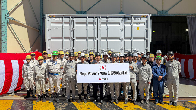 大型蓄電システム「Mega Power 2700A」 の累計生産台数が500台に到達