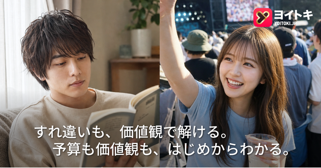 ヨイトキ（Yoitoki）、4指標で分かる日常のすれ違いを解説、価値観と予算を前提に理想の相手と出会う設計