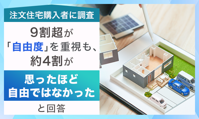 【注文住宅購入者に調査】9割超が「自由度」を重視も、約4割が「思ったほど自由ではなかった」と回答