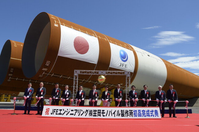 国内初、洋上風力発電向け基礎「モノパイル」国産初品が完成