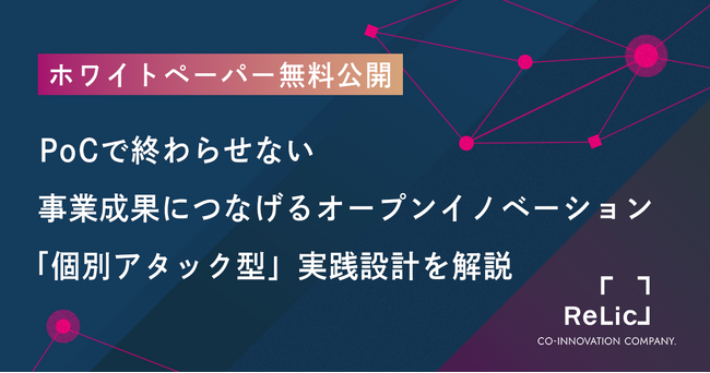 事業共創カンパニーのRelic、ホワイトペーパー『事業成果につなげるオープンイノベーション「個別アタック型」実践設計』を公開