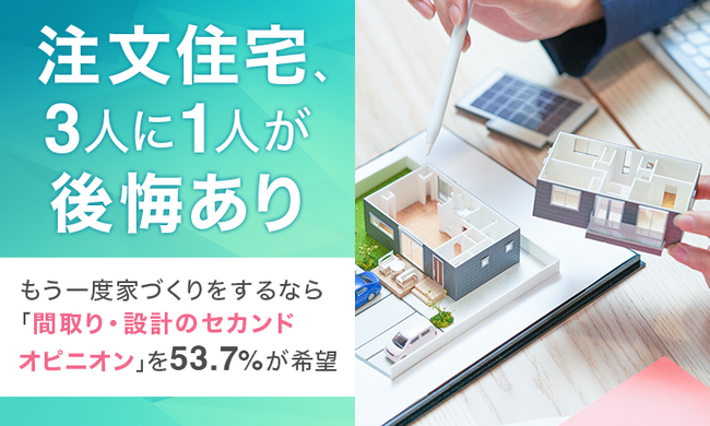 注文住宅、3人に1人が「後悔あり」。もう一度家づくりをするなら「間取り・設計のセカンドオピニオン」を53.7%が希望
