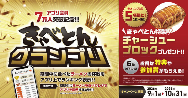 【きゃべとん】特製チャーシューが当たる!「きゃべとんグランプリ」を9月1日(火)より開催
