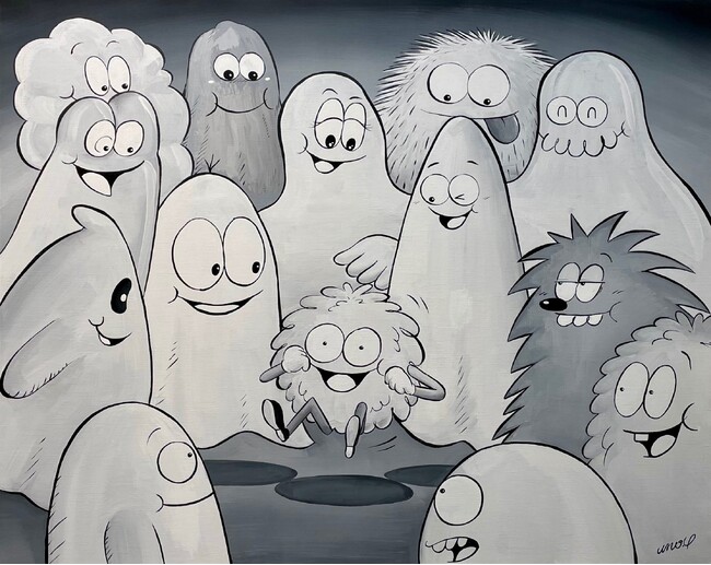 【銀座 蔦屋書店】UNO YOSHIHIKOの個展「The Ghosts' Party」を8月28日（金）より開催中。シュールで愛しいおばけたちの日常とパーティを描いた新作を展示。