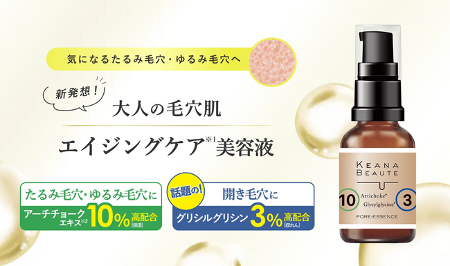 気になるたるみ毛穴・ゆるみ毛穴にアプローチ「ケアナボーテ」から、エイジングケア※1 に特化した特濃美容液が新登場