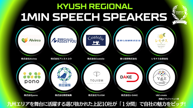【スタートアップワールドカップ2026九州予選】1分間スピーチ登壇企業10社が決定!