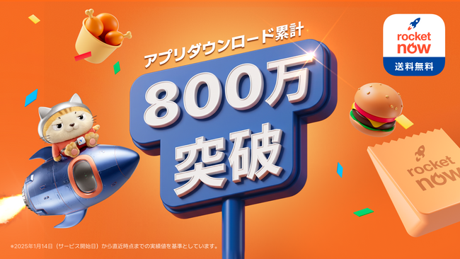 フードデリバリーアプリ「Rocket Now（ロケットナウ）」が累計800万ダウンロードを記録