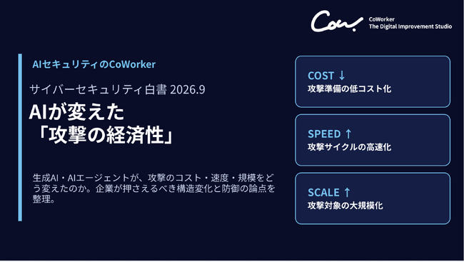 AIセキュリティのCoWorker、AIが変えた「攻撃の経済性」をテーマとした『サイバーセキュリティ白書 2026.9』を発刊