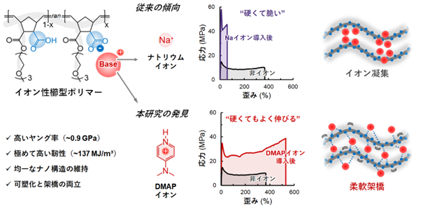 「硬くて脆い」プラスチックを「強くしなやか」に ~相分離を抑えたイオン架橋という新しい設計指針~