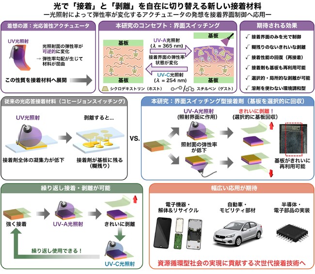 【大阪工業大学】光を当てるだけできれいに剥がれる接着剤