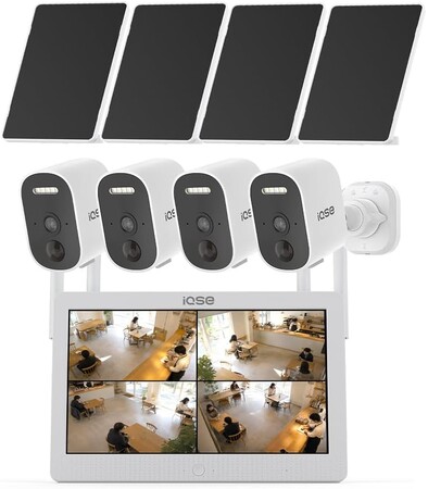 電源・LAN配線工事不要、4か所をまとめて見守るソーラー防犯カメラセット「IQSE-S1K3P4-128G」を発売