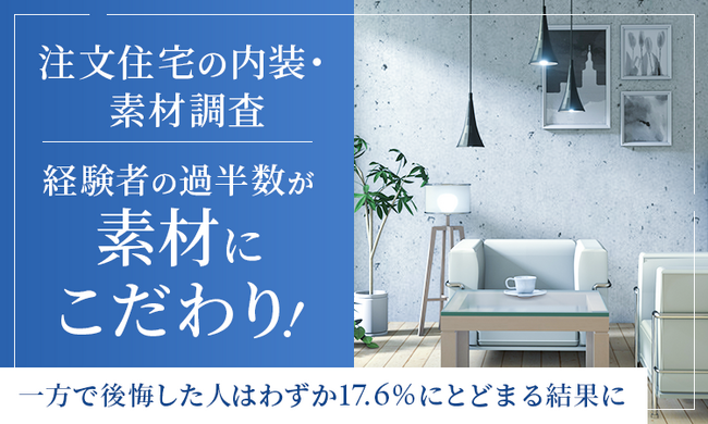 【注文住宅の内装・素材調査】経験者の過半数が素材にこだわり！一方で後悔した人はわずか17.6%にとどまる結果に