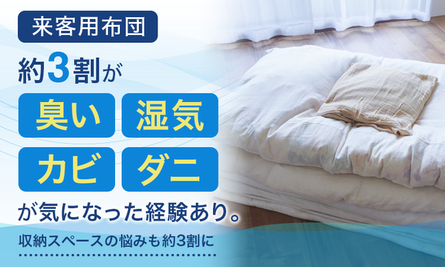 来客用布団、約3割が「臭い・湿気・カビ・ダニ」が気になった経験あり。収納スペースの悩みも約3割に