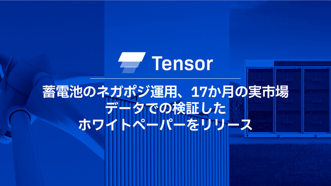 Tensor Energy、蓄電池のネガポジ運用、17か月の実市場データを用いた収益性検証に関するホワイトペーパーをリリース