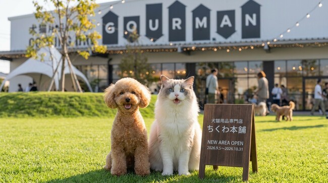 歯みがき専門店から生まれた犬猫用品店「ちくわ本舗」が、ペット同伴OKの滞在型モール「WHATAWON」のNEW AREAに期間限定オープン