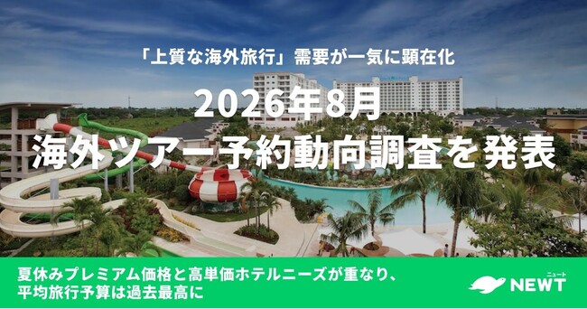 旅行アプリ『NEWT(ニュート)』、2026年8月 海外ツアー予約動向調査を発表
