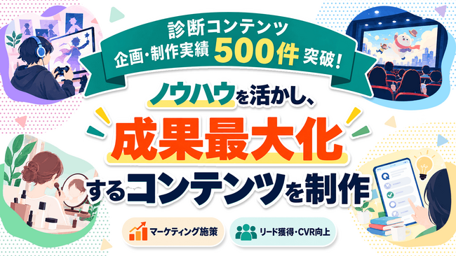 診断コンテンツの企画・制作実績が累計500件突破！企業のマーケティング施策に活用できるコンテンツ制作支援を本格化
