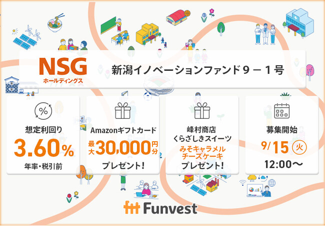貸付型クラウドファンディング「Funvest」9/15より新ファンド「ＮＳＧホールディングス 新潟イノベーションファンド９-１号」の募集開始