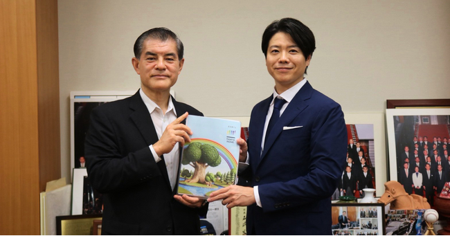 タミヤホーム「PARK TAMIYA」、公園化工事が着々と進行　柴山 昌彦衆議院議員に構想を説明