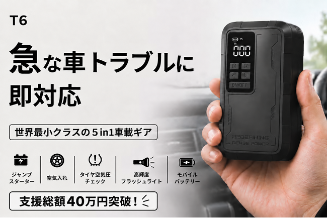 初期目標を達成！次の目標へ挑戦する5in1車載ギア「Storm GO MiniT6」。CAMPFIREで好評販売中、最大40％OFF＋1,000円OFFクーポンも実施中！