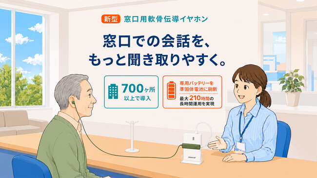 窓口での会話を、より聞き取りやすく。700カ所以上の窓口導入実績を持つ「窓口用軟骨伝導イヤホン」の新型モデルを発売。