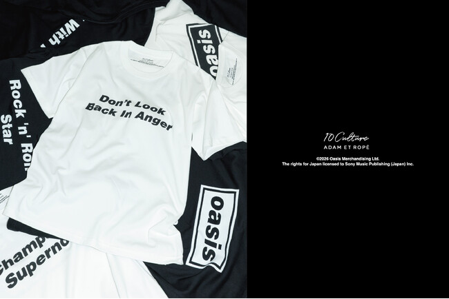 oasis　10Culture / ADAM ET ROPE'の26AW新作Tシャツが登場！ベスト・アルバム 【ストップ・ザ・クロックス】全20曲のタイトルで制作