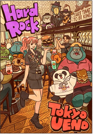 アメリカンレストラン「ハードロックカフェ」上野駅東京店 アニメの魅力を描くイラストレーター「タケウチリョースケ」氏と初コラボ