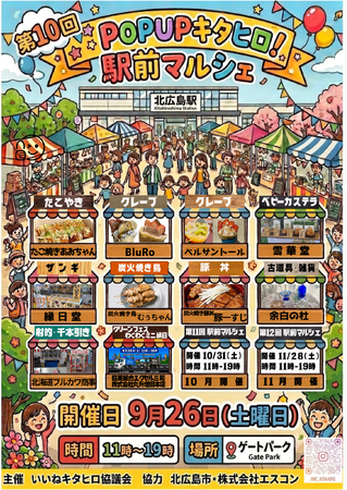 北広島駅西口にキッチンカー等が集結！第１０回　POPUP　キタヒロ！駅前マルシェ・クリーンフェス！わくわくミニ縁日の開催