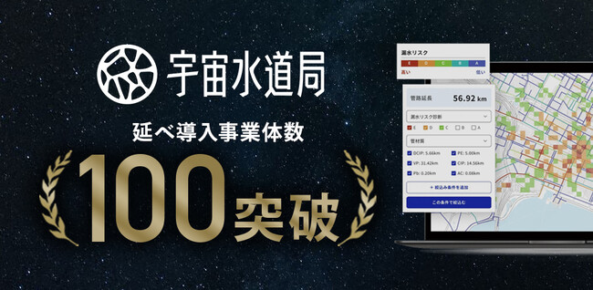 「宇宙水道局」の延べ導入事業体数が100を突破。サービス提供開始から3年で全国の水道事業体へ導入拡大