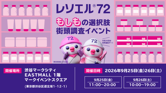 【世界避妊デー】緊急避妊薬「レソエル(R)72」　“もしもの選択肢”街頭調査イベント　9月25日・26日の２日間、渋谷マークシティ前にて開催