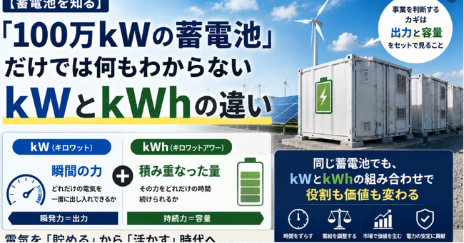 系統用蓄電池を読み解く鍵、「kW」と「kWh」の違いとは――同じ蓄電池でも中身はまったく別物。出力と容量、2つの数字の見方を紐解くウェビナーを開催