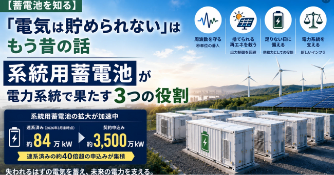 「電気は貯められない」はもう昔の話――系統用蓄電池が担う