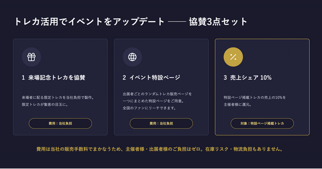 ランダムトレカ制作のオシコレ、費用負担ゼロの「イベント協賛プラン」提供開始 -- 来場記念トレカ & イベント専用販売ページを無償提供