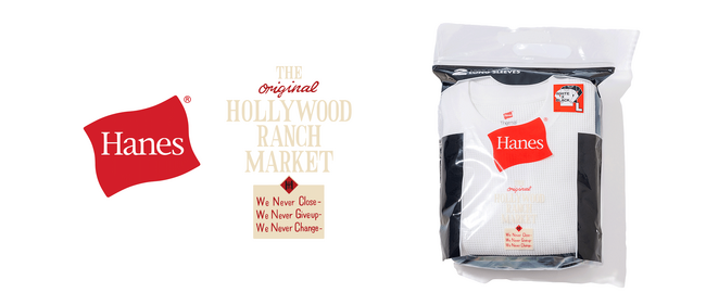 【Hanes × HOLLYWOOD RANCH MARKET】コラボレーション サーマル2パックTシャツの第3弾が登場