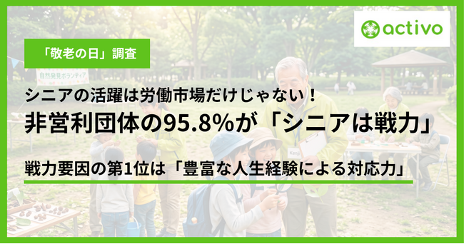 【敬老の日調査】シニアの活躍は労働市場だけじゃない！非営利団体の95.8%が「シニアは戦力」と回答
