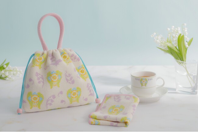 【万平ホテル】万平ホテル×FEILERコラボ商品から、初となる巾着が登場「万平レトロすずらん 手付き巾着」を発売