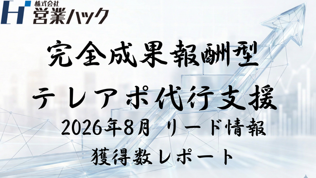 【成果報酬型テレアポ代行サービス実績報告】「アポ100」の営業ハックは2026年8月に456件のリード情報取得を実現したことをお知らせします。