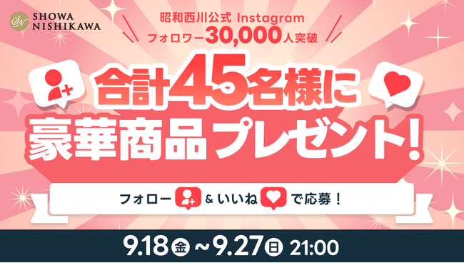 昭和西川公式Instagramフォロワー様3万人突破記念！ 合計45名様にリカバリーウェアやオーダーメイド枕ギフト券などの豪華寝具が当たるプレゼントキャンペーン