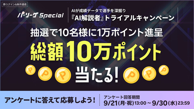 「Rakuten TV」、「Rakuten パ・リーグ Special」にて選手の成績データを深掘りする機能「AI解説者（β版）」の提供を開始