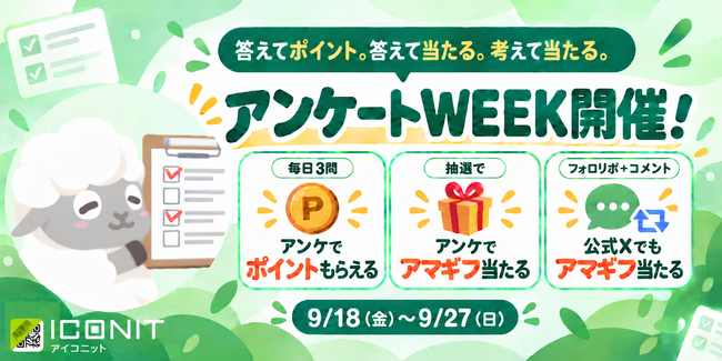 QR・バーコードリーダー「アイコニット」で「アンケートWEEK」開催！新コーナー登場、総勢70名様にAmazonギフトカードをプレゼント