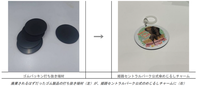 姫路セントラルパーク公式グッズに採用――ゴム製品の端材が、35年ぶり誕生のアジアゾウ赤ちゃんデザインのめじるしチャームに生まれ変わる
