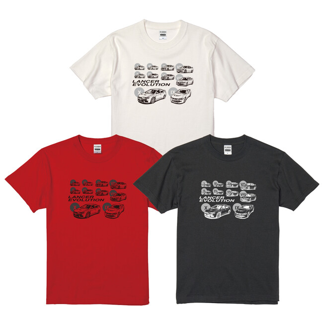 楽天市場に三菱ランサーエボリューションの進化を描いたTシャツが新ラインナップで登場!