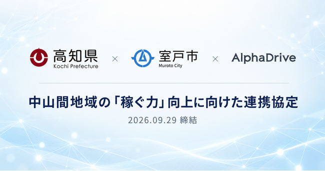 【高知県×室戸市×AlphaDrive】中山間地域の「稼ぐ力」向上に向け、AX人材育成に関する3者連携協定を締結。10月から室戸市内の事業者と約3か月の実証へ