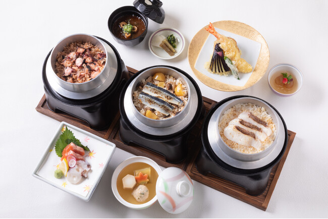 【シーサイドホテル舞子ビラ神戸】日本料理「有栖川」にて、職人が一釜ずつ丁寧に炊き上げる「3種類から選べる釜炊き御膳」を販売開始