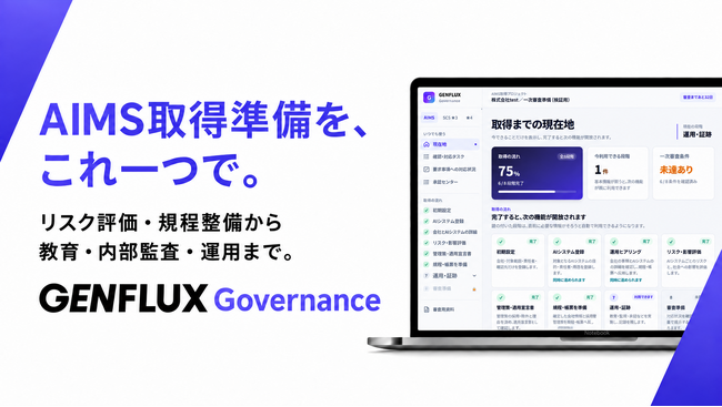 株式会社Elith、AIMS認証取得支援ツール「GENFLUX Governance」を提供開始