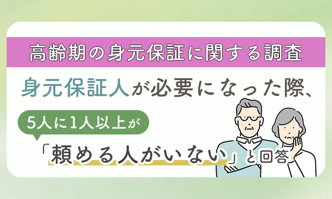 【高齢期の身元保証に関する調査】身元保証人が必要になった際、5人に1人以上が「頼める人がいない」と回答