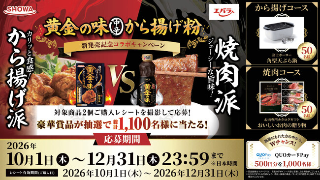 昭和産業「黄金の味中辛から揚げ粉」新発売記念コラボキャンペーンに『QUOカードPay』採用