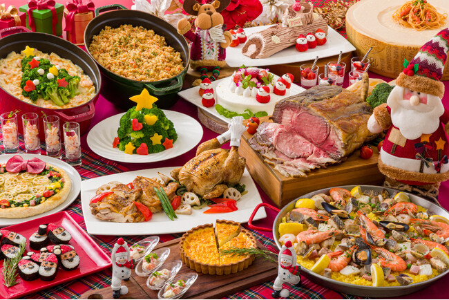 大阪でサンタ寿司やトナカイハンバーグを楽しむクリスマス！目の前で仕上げる濃厚パスタやツリー型サラダも登場する限定ブッフェを11月9日より開催！